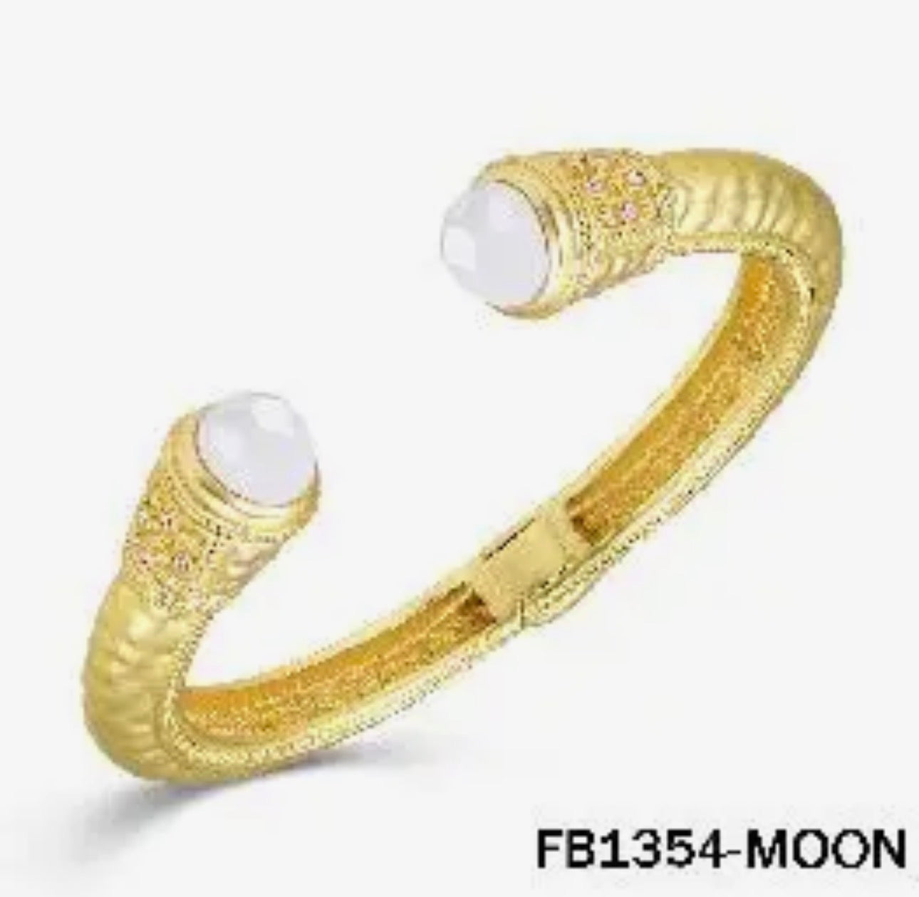 Hammered Matte Gold Cuff Bracelet with Pearl Accent
