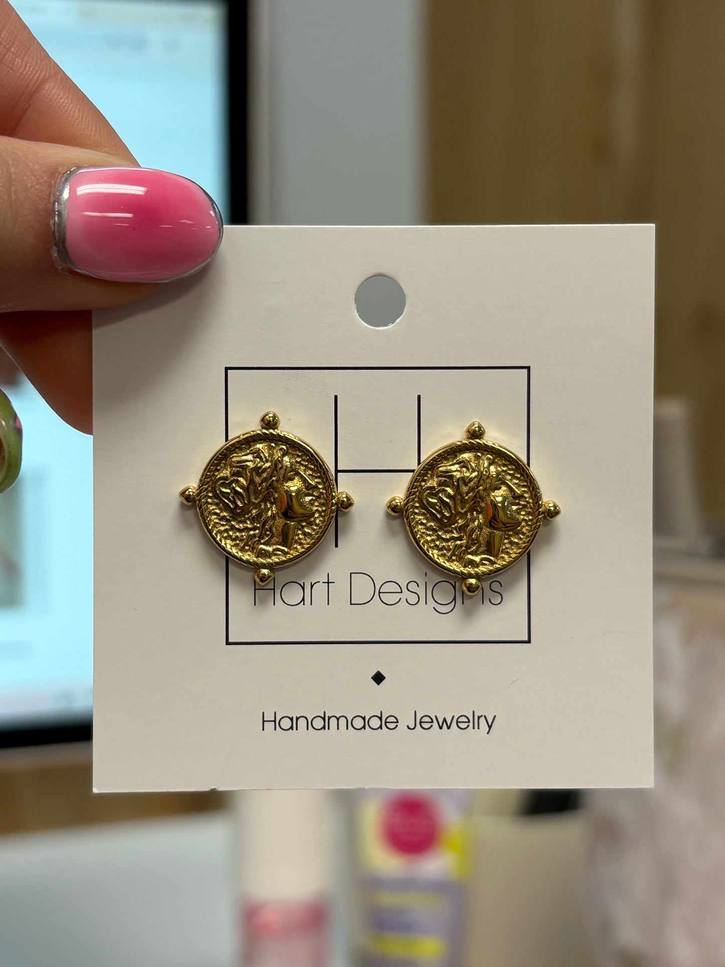 Small Coin Stud Earrings