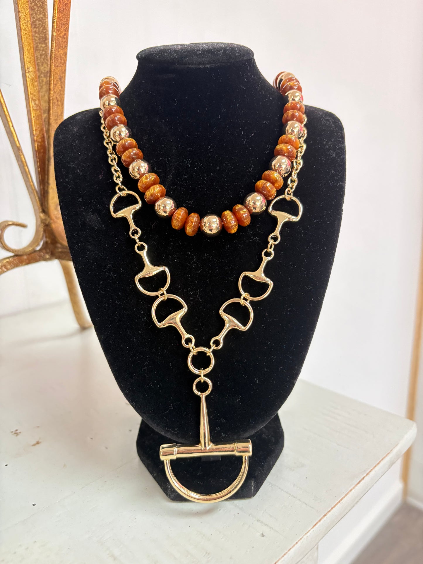Gold Horse Bit 16" Necklace