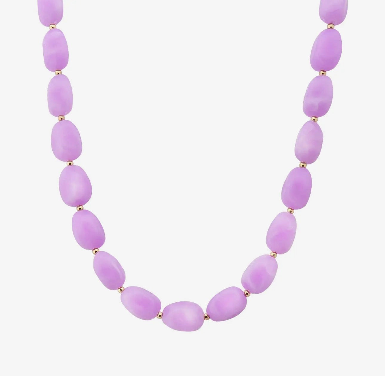 Purple Oval Acrylic Beaded Necklace