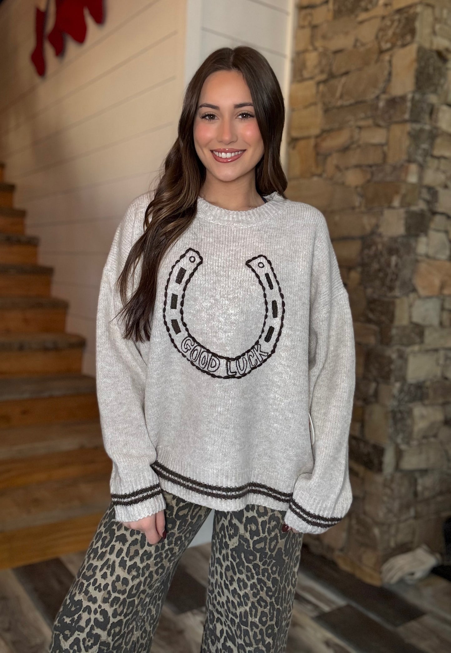 Oatmeal Horse Shoe Sweater