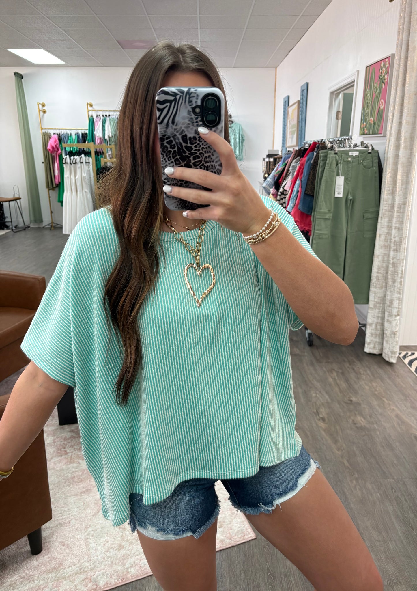 Cloud Line Ribbed Top- Mint
