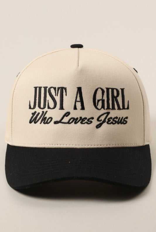 Black Just A Girl Who Loves Jesus Trucker Hat