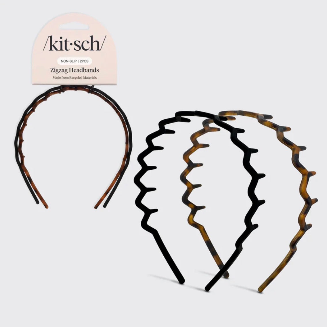 Zig Zag Headband 2pc - Black & Tortoise