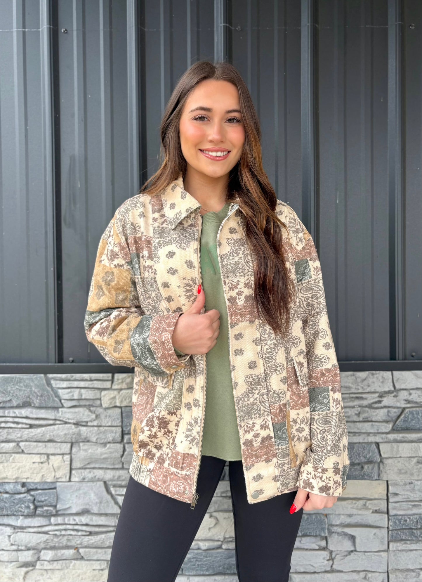 Printed Button Up Jacket