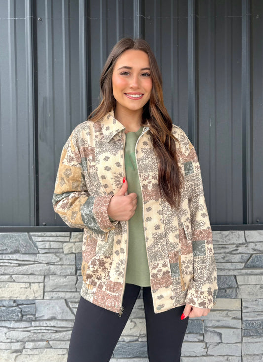 Printed Button Up Jacket