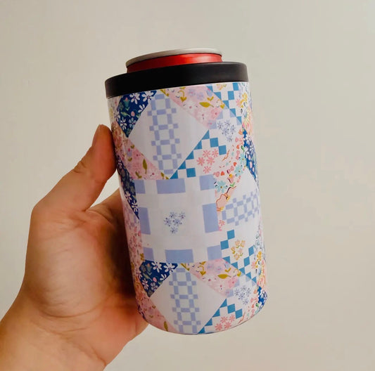 Blue Quilt Can Cooler 12oz