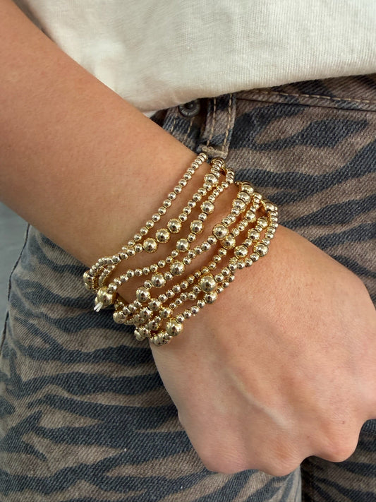 Multi Layer Gold Ball Chain Beaded Bracelet