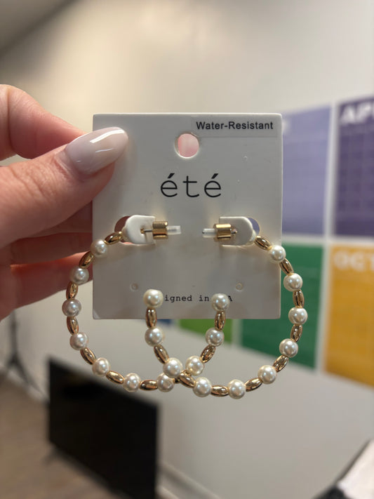 Pearl Beaded Hoops
