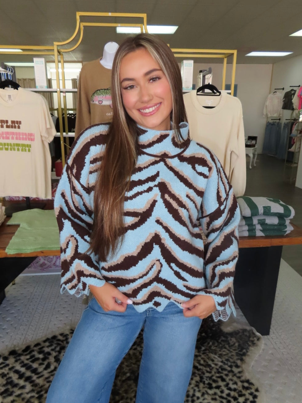 Blue Crush Zebra Sweater