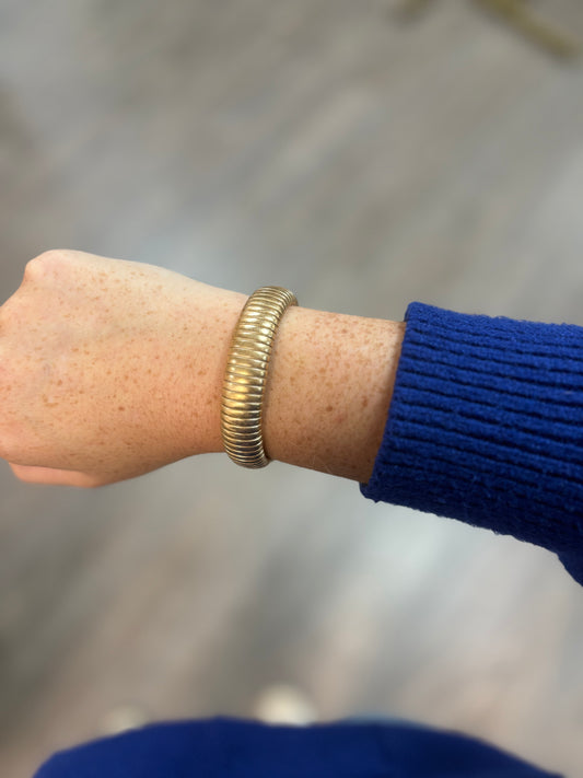 Worn Gold Ribbed Bracelet