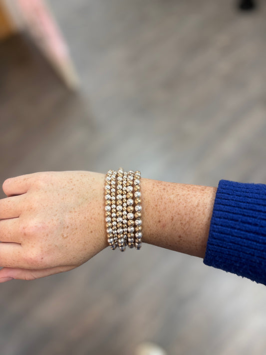 Mixed Metal Beaded Bracelets (set of 6)