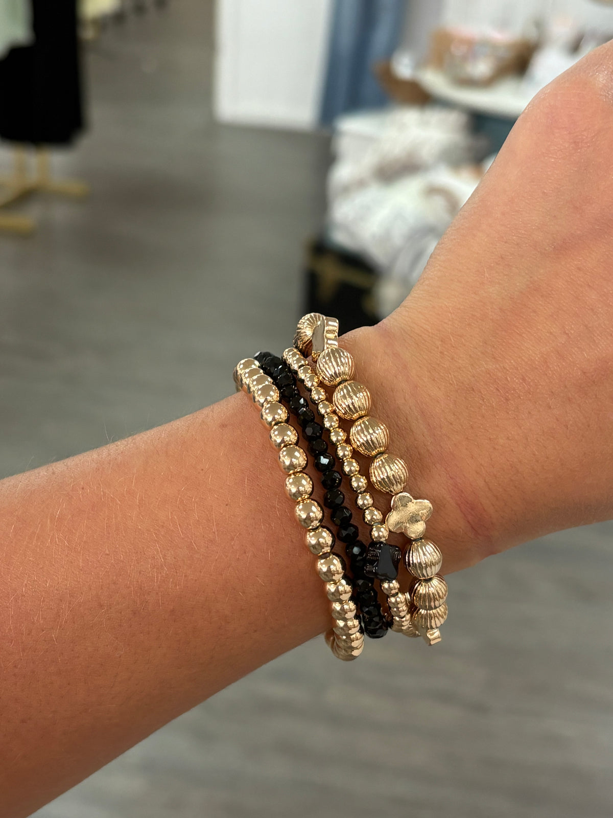 Black and Gold Beaded Bracelets