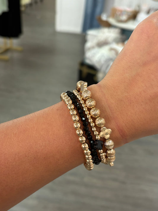 Black and Gold Beaded Bracelets