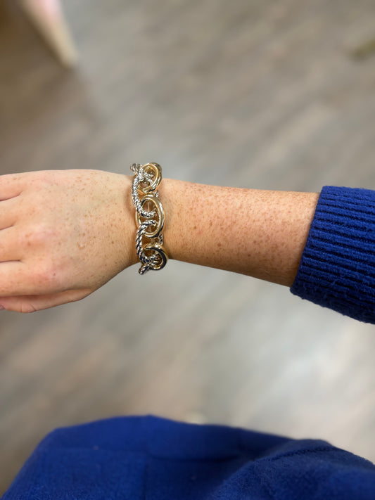Large Mixed Metal Chain Link Bracelet