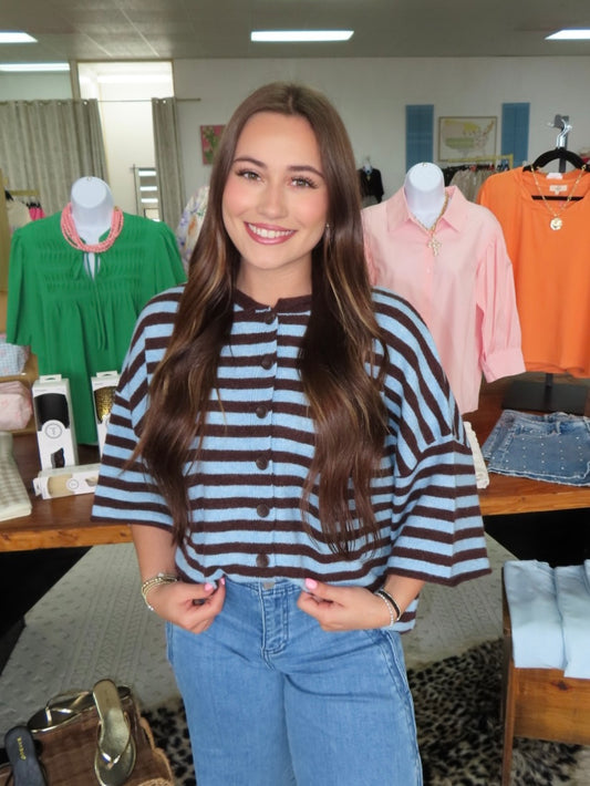 Espresso Tide Striped Cardi