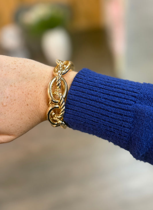 Large Gold Chain Link Bracelet