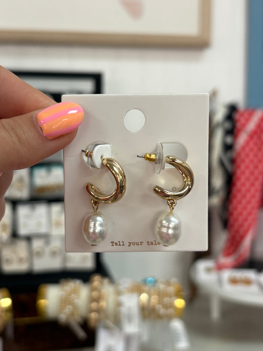 Pearl Huggie Earrings