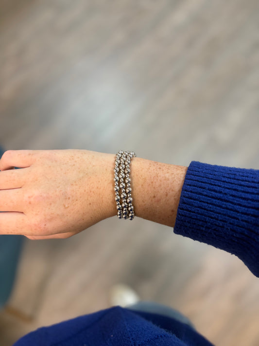 Silver Beaded Bracelets (set of 3)
