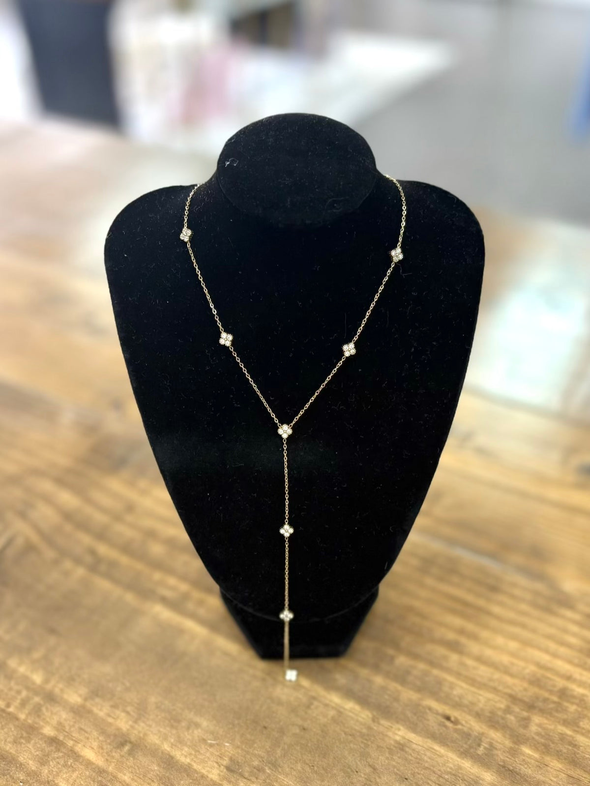 Golden Clover Drop Necklace