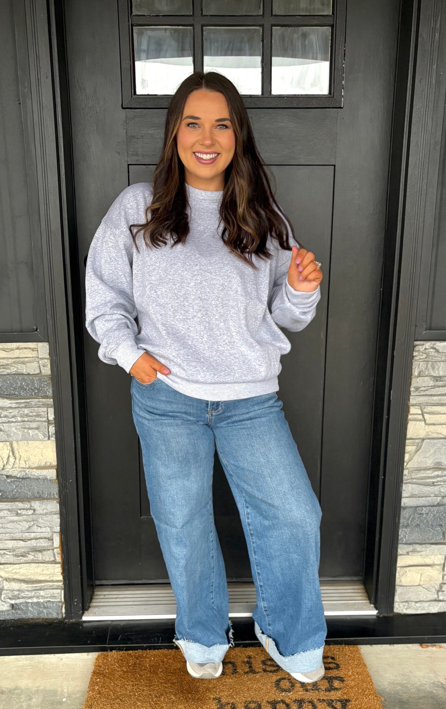 Fleece Crewneck Pullover (Heather Grey)