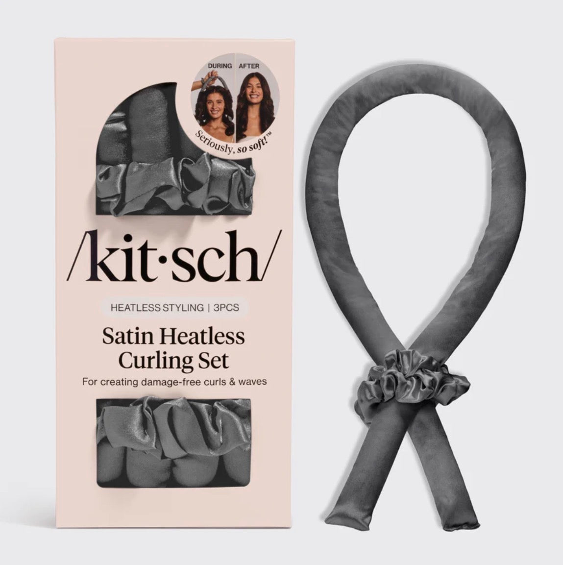 Satin Heatless Curling Set - Charcoal