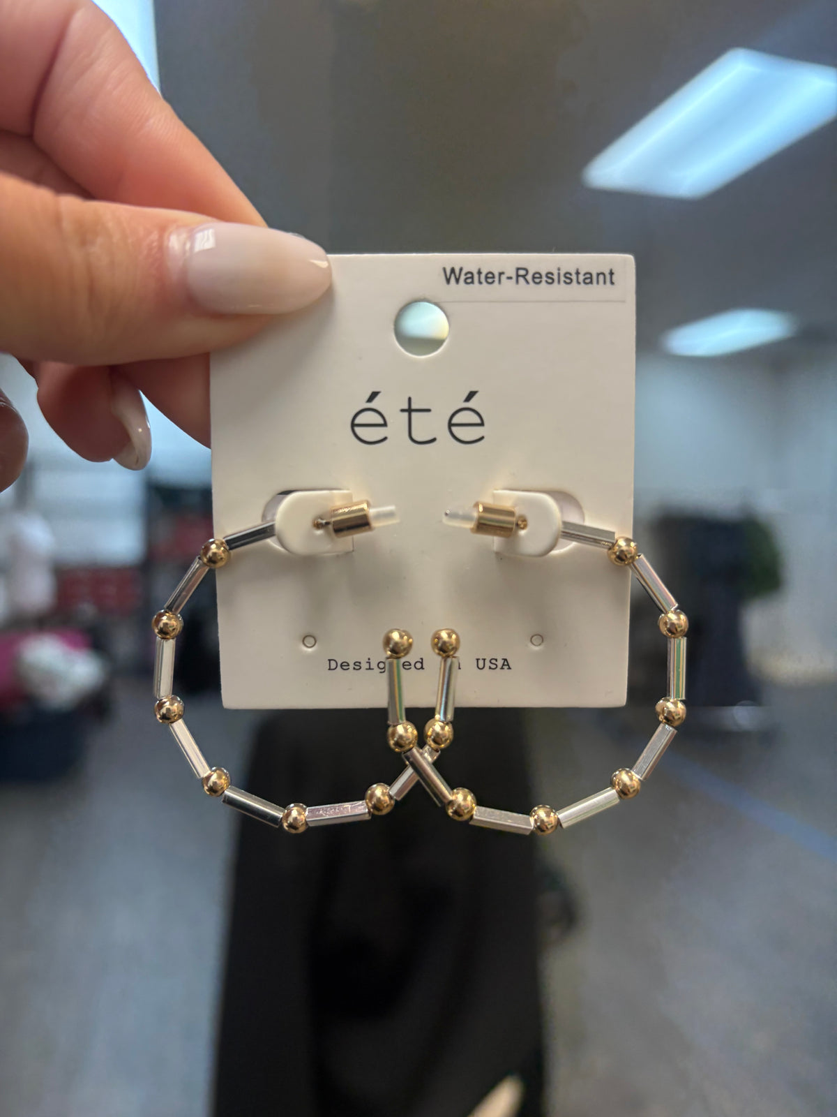 Mixed Metal Geometric Earring