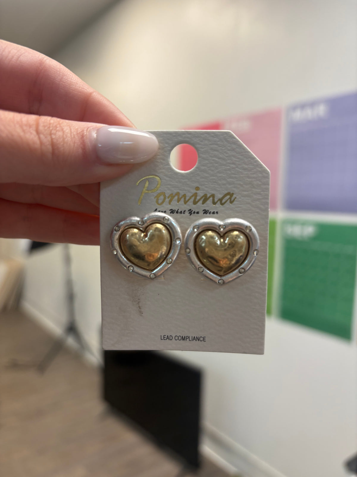 Two Toned Gold Heart Earrings
