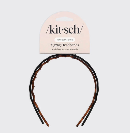 Zig Zag Headband 2pc - Black & Tortoise