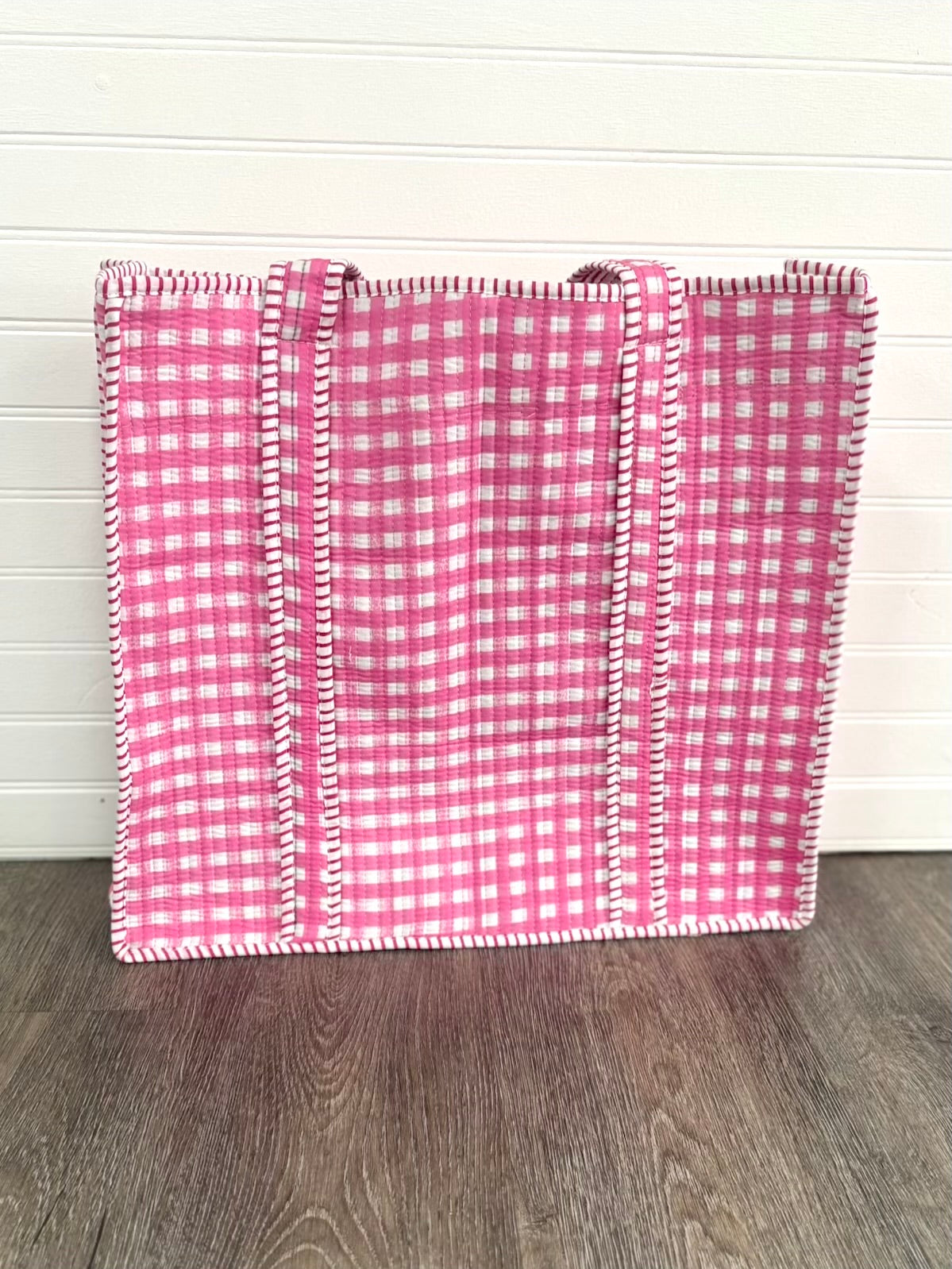 Pink Gingham Tote Bag