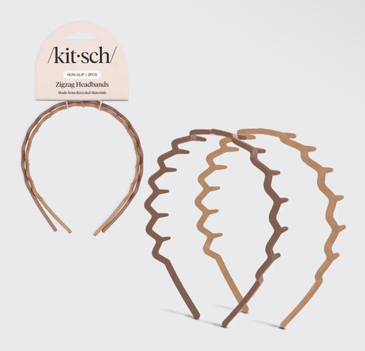 Recycled Plastic Zig Zag Headband 2pc - Neutral
