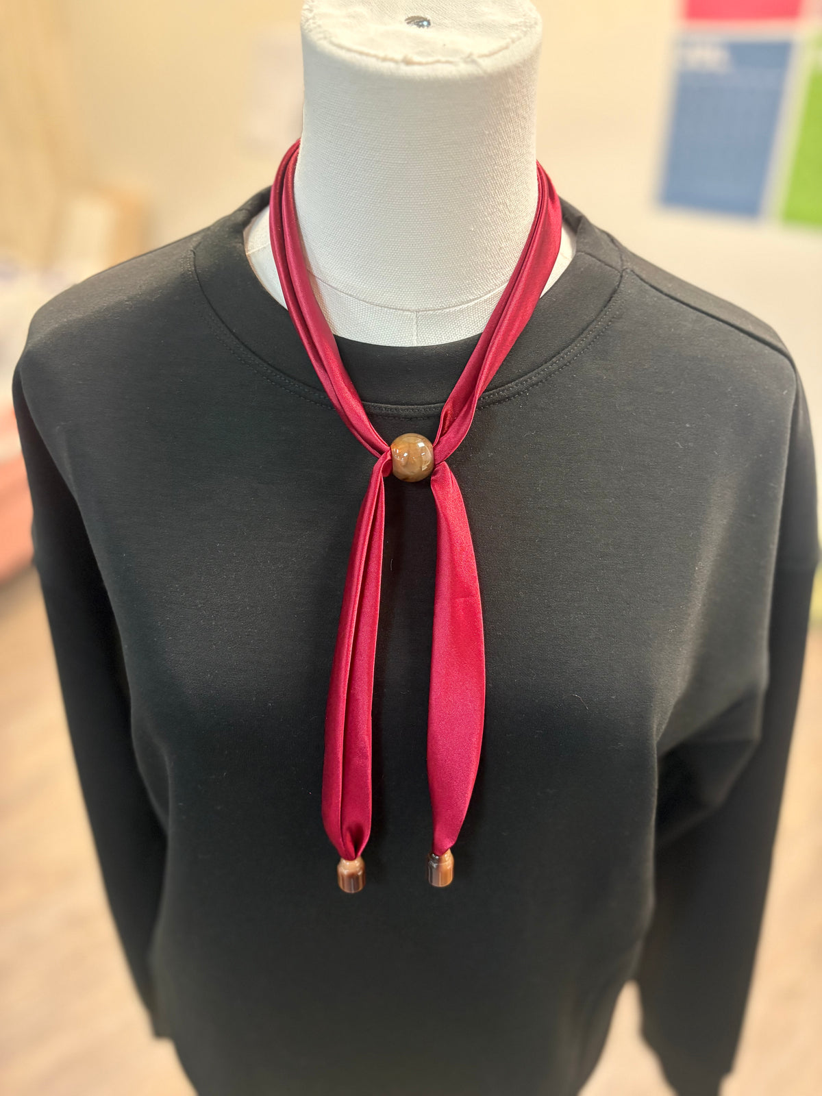 Wine Scarf Necklace