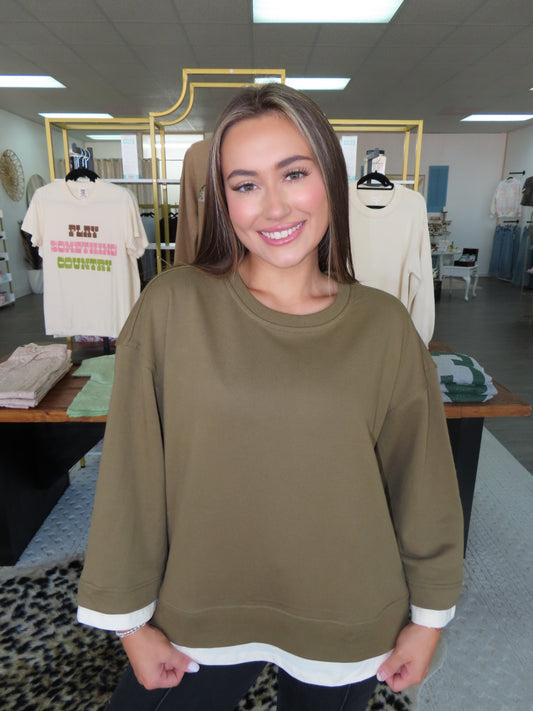 Olive & Ivory Top