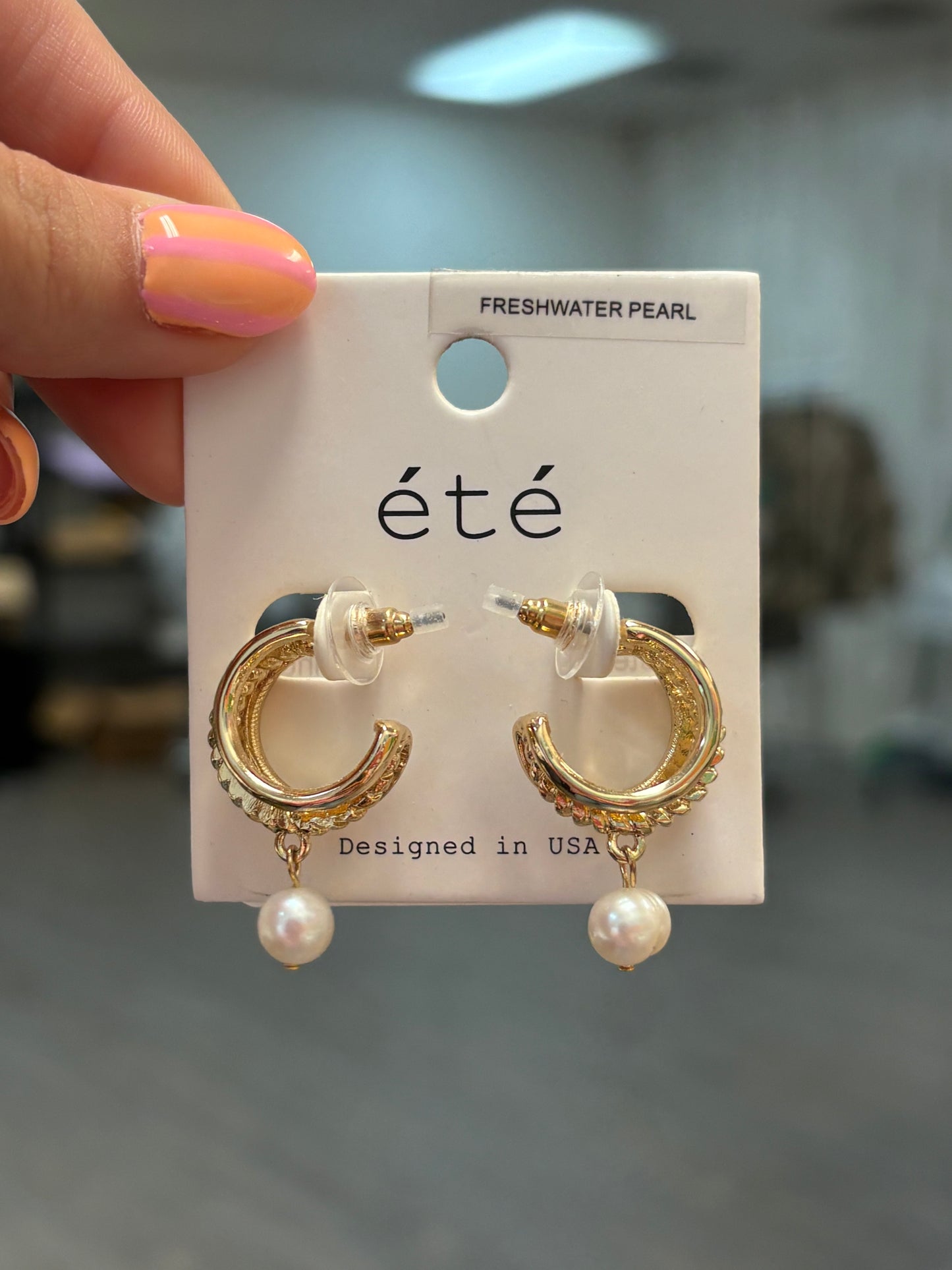 Twisted Pearl Huggie Earrings