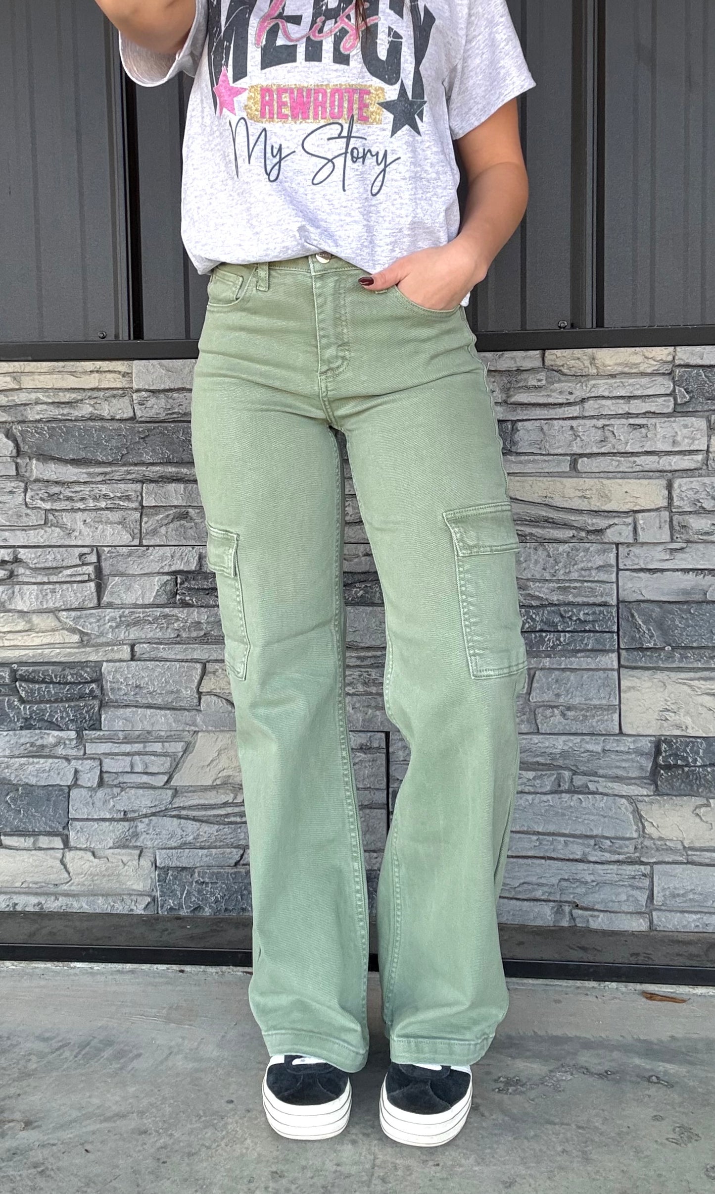 High Rise Wide Leg Cargo Jeans
