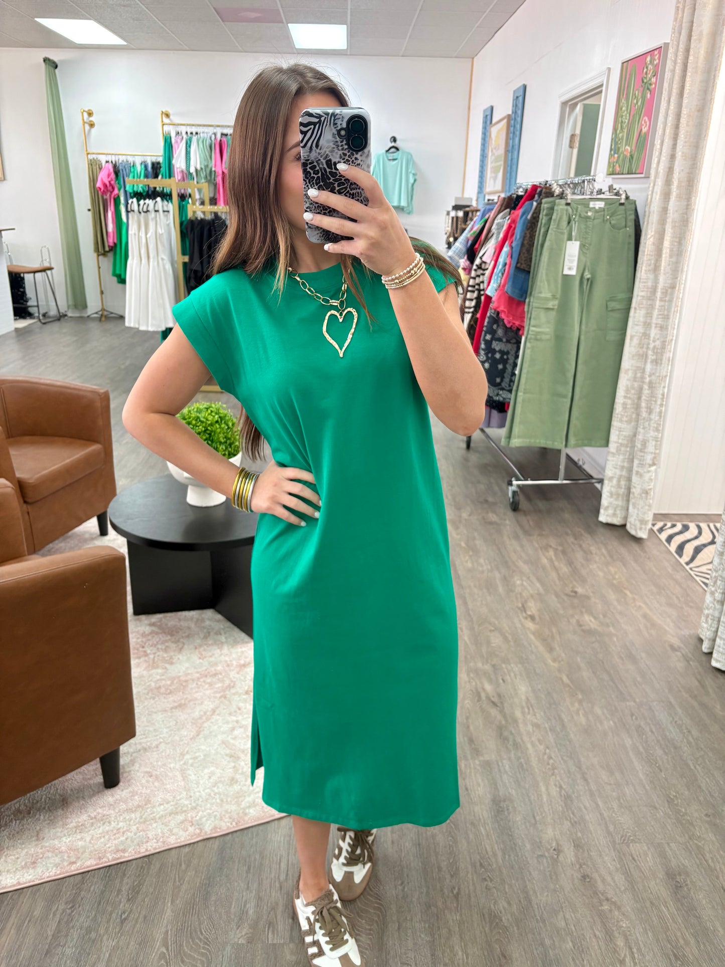 Everyday Ease Midi Dress- Green