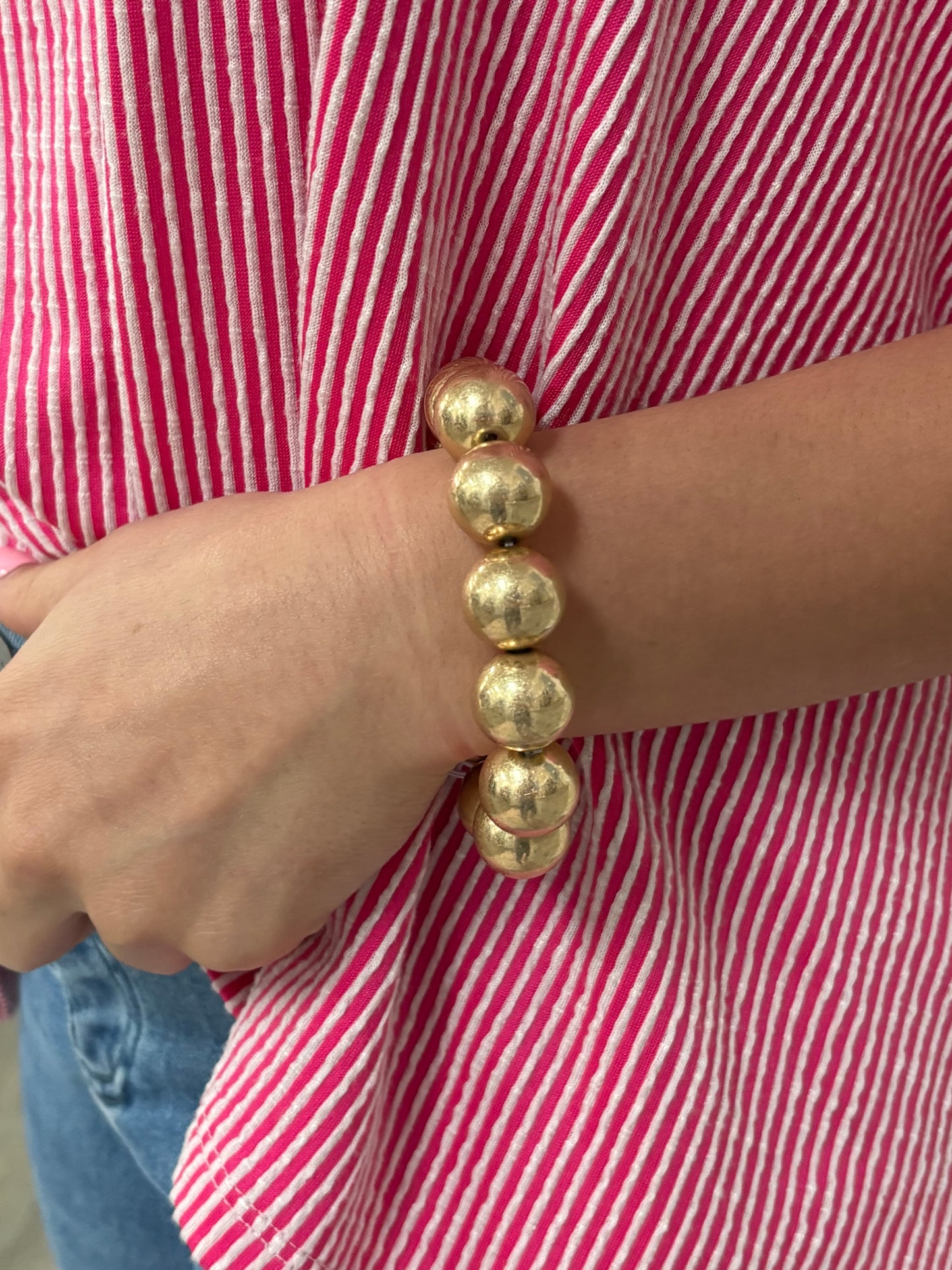 Large Gold Beaded Bracelet