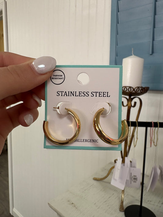 Stainless Steel Waterproof 1.25" Tubed Hoop Earring