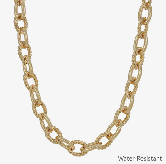 Water Resistant Gold Chunky Oval Necklace