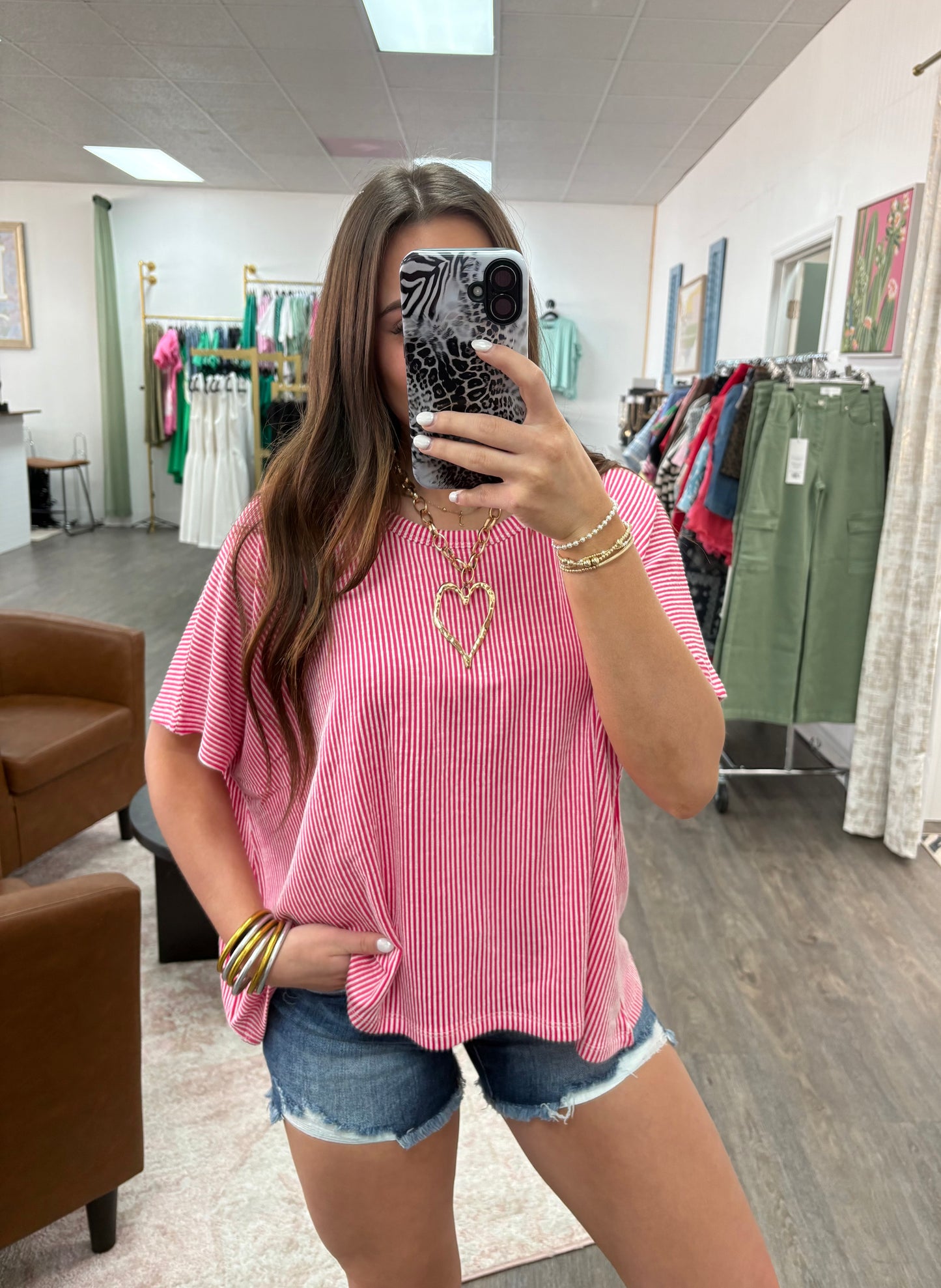 Cloud Line Ribbed Top- Pink