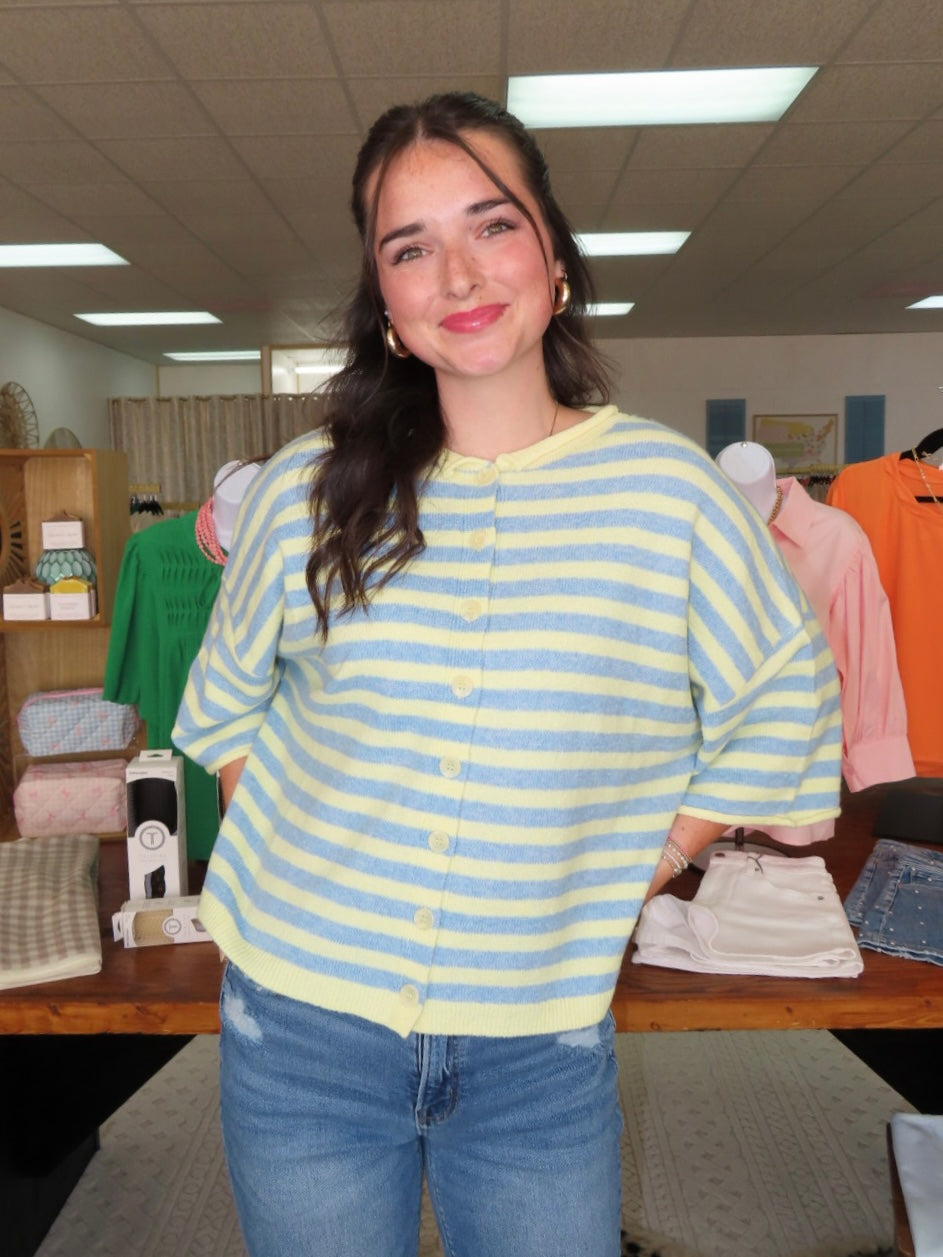 Sea Breeze Striped Cardi