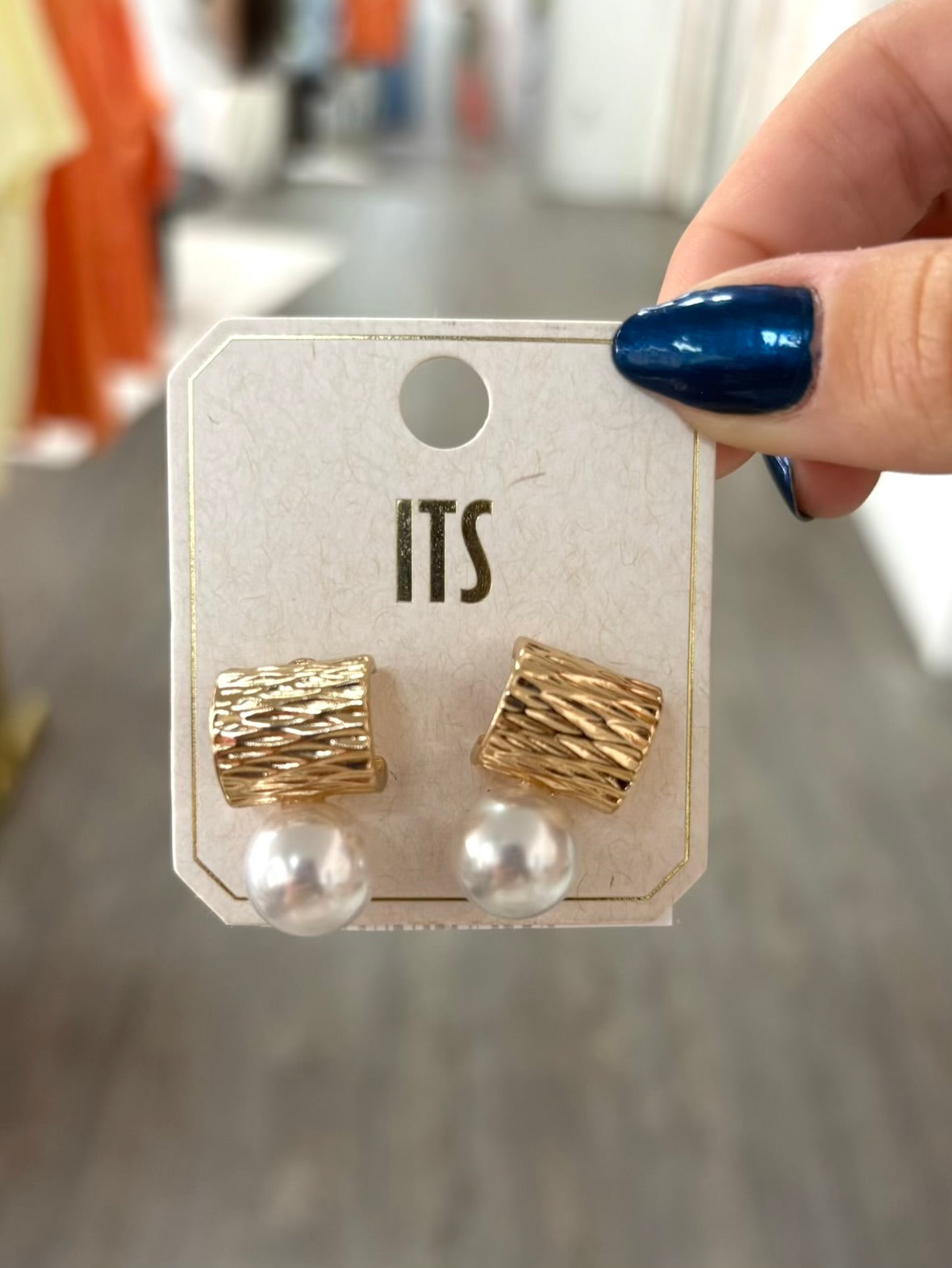 Gold Cuffed Pearl Earrings