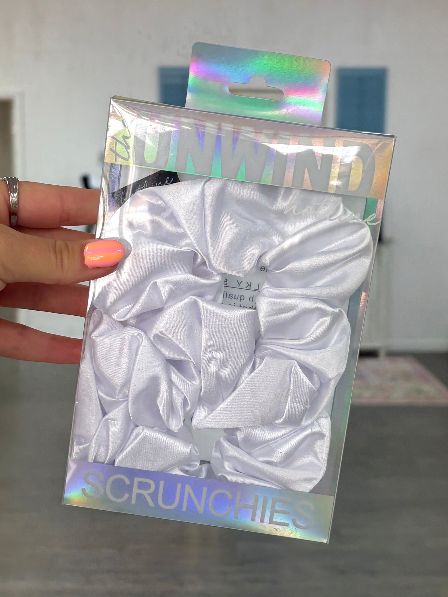 White Silk Scrunchies
