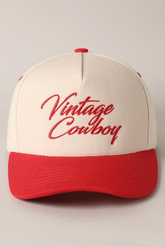 Red Vintage Cowboy Trucker Hat